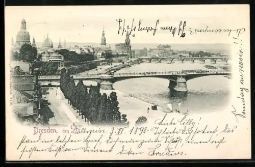AK Dresden, Strassenpartie mit Brücke