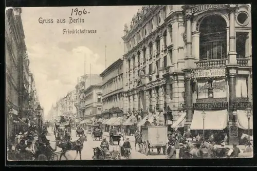 AK Berlin, Friedrichstrasse, Ecke Leipziger Str. mit Blick auf Loeser & Wolf