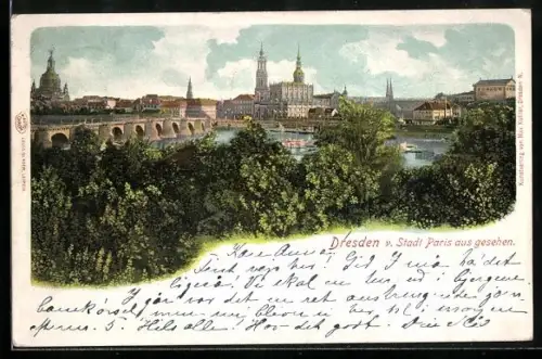 AK Dresden, Ortsansicht von Stadt Paris aus
