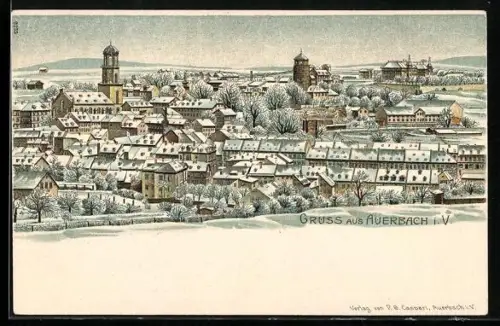 Winter-Lithographie Auerbach / V., Gesamtansicht