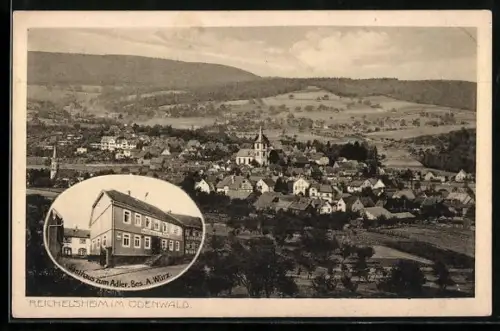 AK Reichelsheim / Odenwald, Gasthaus zum Adler, Blick über die Dächer