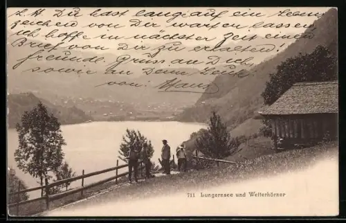 AK Lungern, Lungernsee und Wetterhörner, Ufergebäude