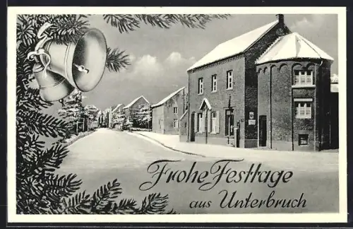 AK Unterbruch / Rhld., Strassenpartie im schneebedeckten Ort