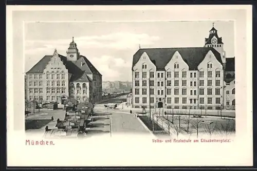 AK München-Schwabing, Volks- und Realschule am Elisabethplatz