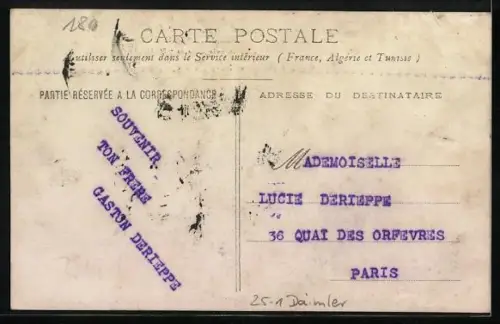 AK Auto Daimler mit rauchendem Herr auf der Rücksitzbank