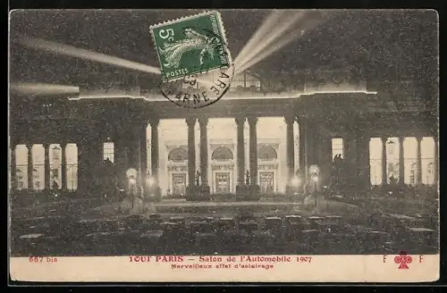 AK Paris, Salon de l`Automobile 1907, Merveilleux effet d`eclairage