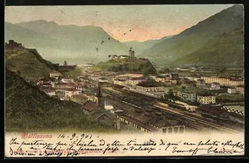 AK Bellinzona, Blick auf den Bahnhof