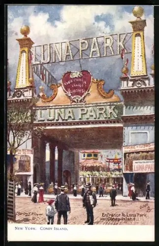 Künstler-AK Coney Island, N.Y., Entrance to Luna Park