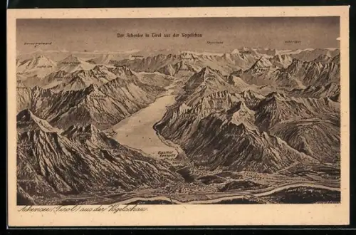 Künstler-AK Eugen Felle: Achensee /Tirol, Blick auf den Achensee mit Gasthof Seespitz
