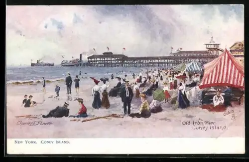 Künstler-AK Coney Island, N.Y., Old Iron Pier