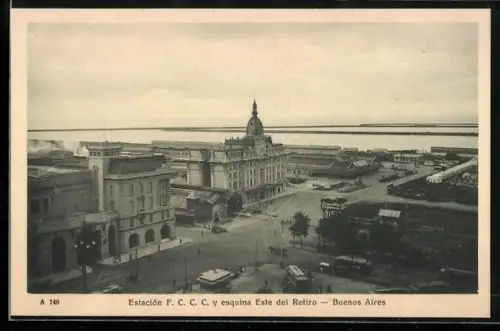 AK Buenos Aires, Estacion F. C. C. C. y esquina Este del Retiro