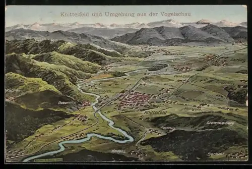 Künstler-AK Eugen Felle: Knittelfeld, Gobernitz, Rassnitz, Weisskirchen aus der Vogelschau