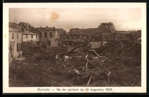 AK Borculo, Na de cycloon op 10 Augustus 1925, Verwüstung nach Unwetter
