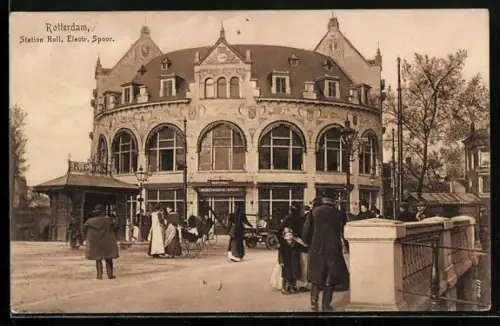 AK Rotterdam, Station Holl. Electr. Spoor