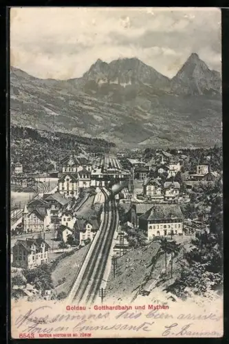 AK Goldau, Gotthardbahn und Mythen