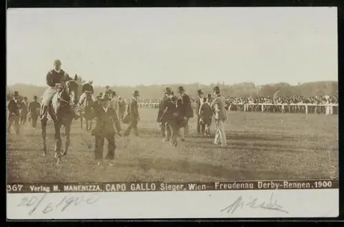 AK Wien-Freudenau, Derby-Rennen 1900, Sieger Capo Gallo, Pferdesport