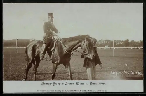 AK Wien, Armee-Steeple-Chase 1905, Sieger Ar-St.-chas, Pferdesport