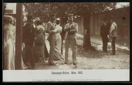 AK Wien, Campagne-Reiten 1902, Strassenpartie mit Soldaten, Pferdesport