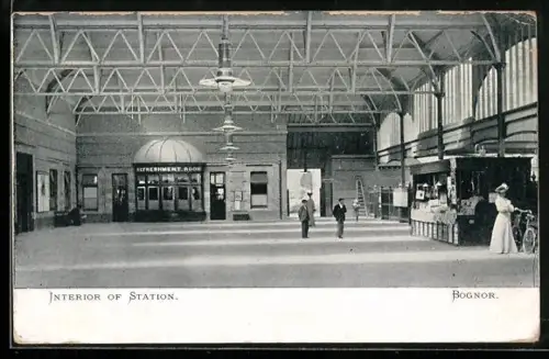 AK Bognor, Interior of Station, Bahnhof