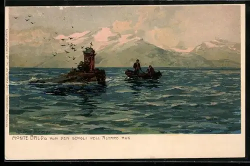 Künstler-AK Zeno Diemer: Malcesine, Monte Baldo, Scoglio dell`Altare