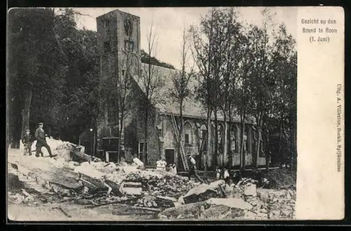 AK Rhoon, Gezicht op den Brand 1905