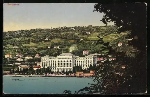 AK Portorose, Ortsansicht mit dem Hotel
