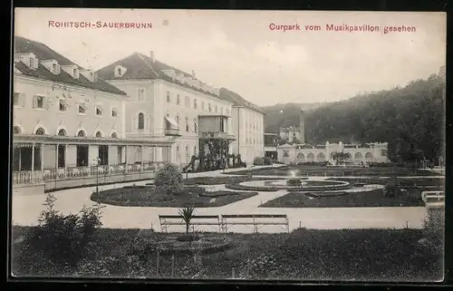 AK Rohitsch-Sauerbrunn, Curpark vom Musikpavillon gesehen
