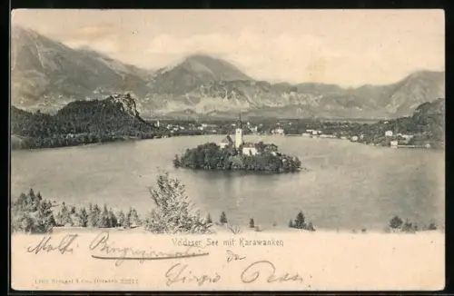 AK Bled / Veldes, Gesamtansicht aus der Vogelschau