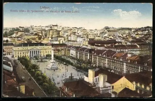 AK Lisboa, Rossio visto da passerelie do elevador de Santa Justa