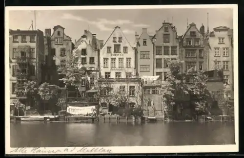 AK Danzig, Häuser an der Mottlau