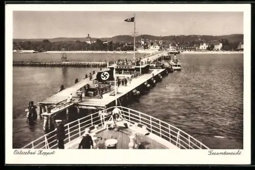 AK Zoppot, Totalansicht mit flaggen