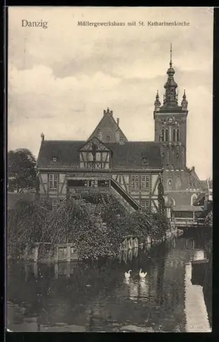 AK Danzig, Müllergewerkshaus mit St. Katharinenkirche