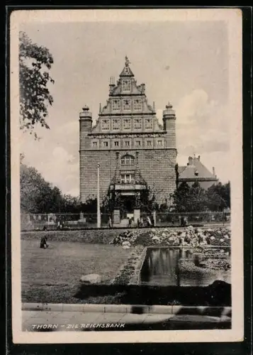 AK Thorn, Die Reichsbank mit Gartenanlagen