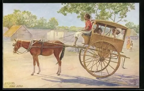 Künstler-AK Madras, Pony Jutka in Indien
