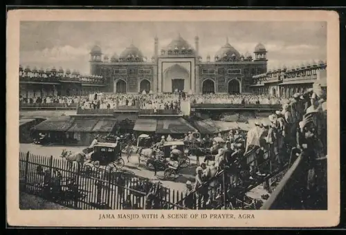 AK Agra, Jama Masjid with a scene of Id Prayer