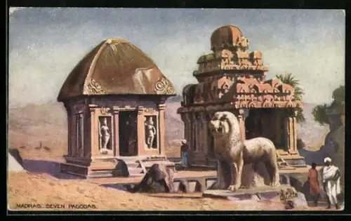 Künstler-AK Madras, Seven Pagodas