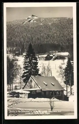AK Weissbachtal, Ortspartie m. Abendburg und Gasthaus zur Linde m. Hochstein