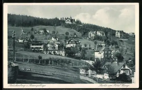 AK Brückenberg i. Rsgb., Partie am Hotel Wang