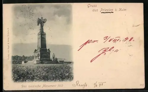 AK Priesten b. Kulm, Russisches Monument