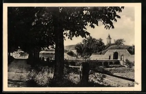 AK Terezín, Ortspartie mit Brücke