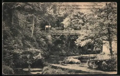 AK Edmundsklamm /Sächs.-Böhm. Schweiz, Partie am Stimmersdorfer Steg
