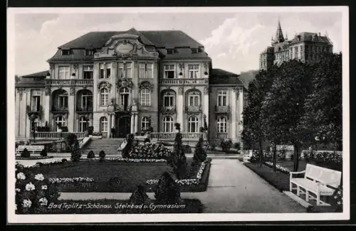 AK Bad Teplitz-Schönau, Steinbad und Gymnasium