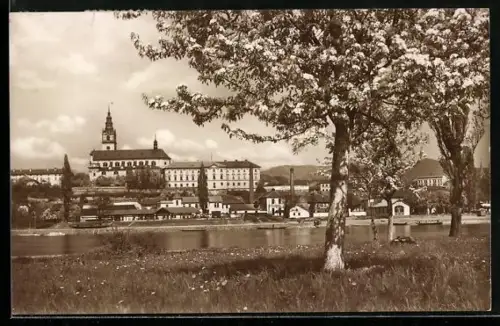 AK Leitmeritz / Litomerice, Teilansicht im Frühling