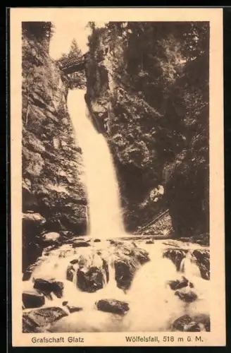 AK Wölfelsfall, Wasserfall mit Brücke