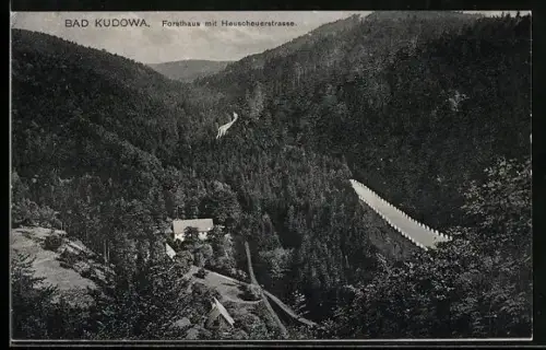 AK Bad Kudowa, Forsthaus mit Heuscheuerstrasse