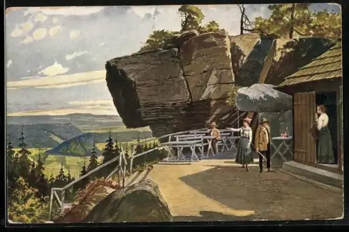 AK Bad Kudowa, Bukowine, Eingang zu dem wilden Löchern