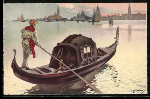 Künstler-AK Venedig / Venezia, La Gondola