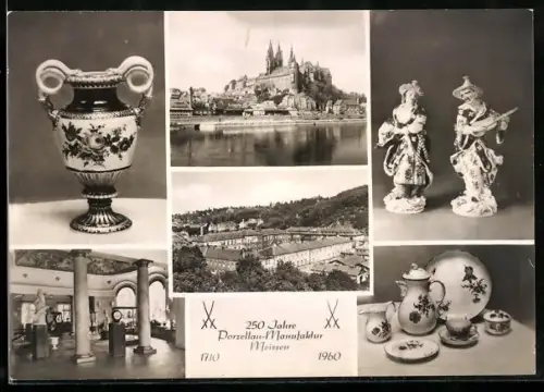 AK Meissen, Verschiedene schöne Stücke aus der Meissener Porzellanmanufaktur zum 250. Jubiläum