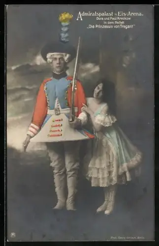 AK Berlin, Admiralspalast, Dora u. Paul Kreckow i. d. Ballett Die Prinzessin v. Tragant, Schlittschuh