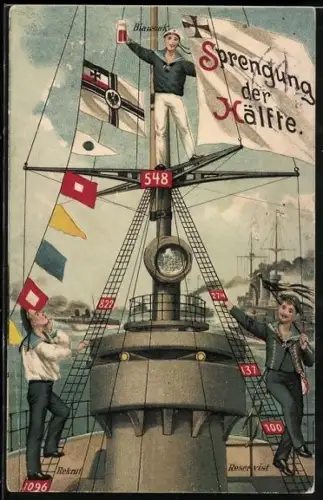 AK Sprengung der Hälfte, Rekrut, Reservist und Blausack am Mast